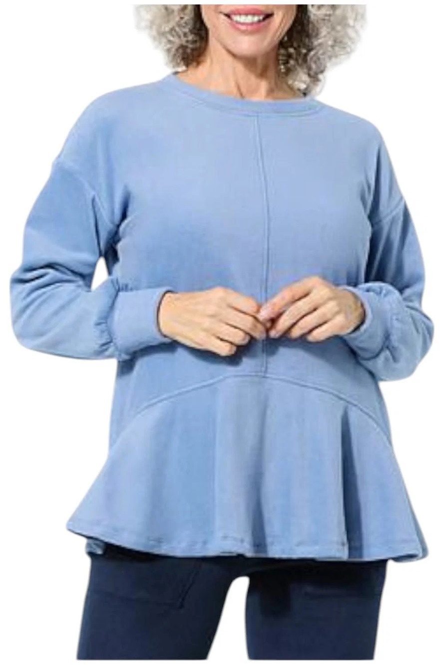 Comfort Code Women's Fleece Flutter-Hem Pullover Stone Blue - Regular